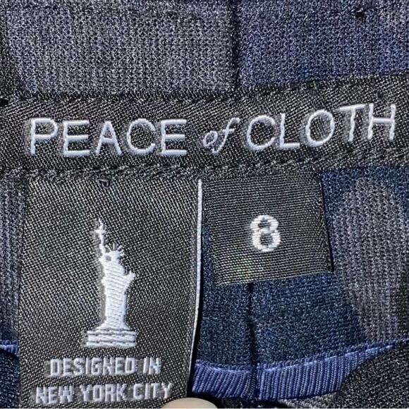 $197 Peace of Cloth NY Knit Slim Crop Navy Camo PANT 117P152 Size 8 EUC - Picture 3 of 9